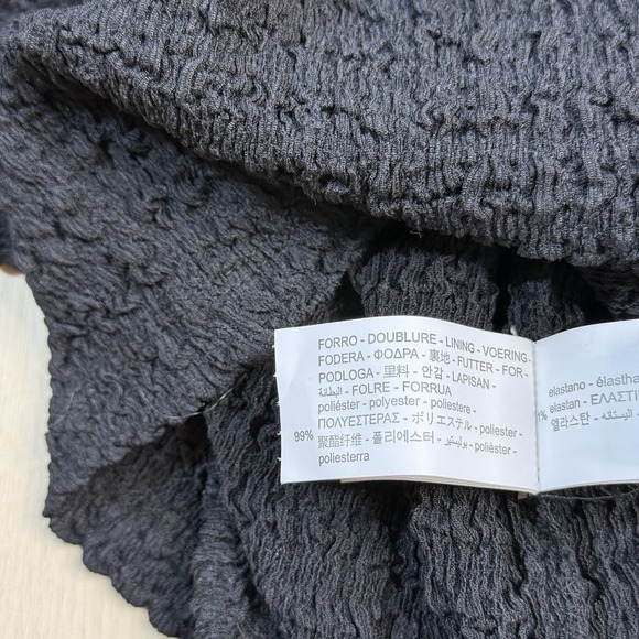 ZARA Textured Black Sleeveless Midi Dress Women's S Ruched Stretch Bodycon NWT - Picture 7 of 11